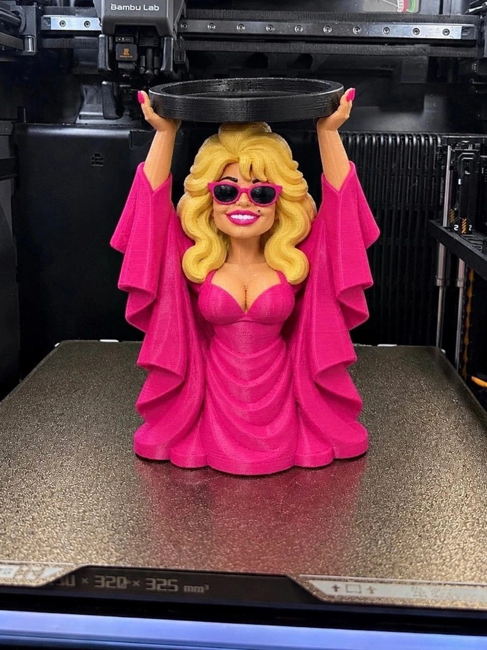 Dolly Parton Pink & Black Figurine candle Holder Sculpture